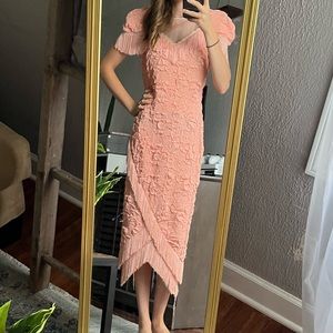 [Pegah Fashions] Vintage Coral Fringe Flapper Girl Midi Dress- Size 12